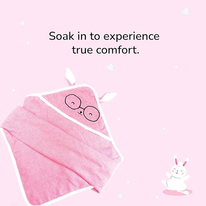 Tinylane 100% Cotton Terry Baby Hooded Towel for New Born, Super Soft Highly Absorbent, Size - 68 x 68cm, 0-2 Years (Pink Mauve)