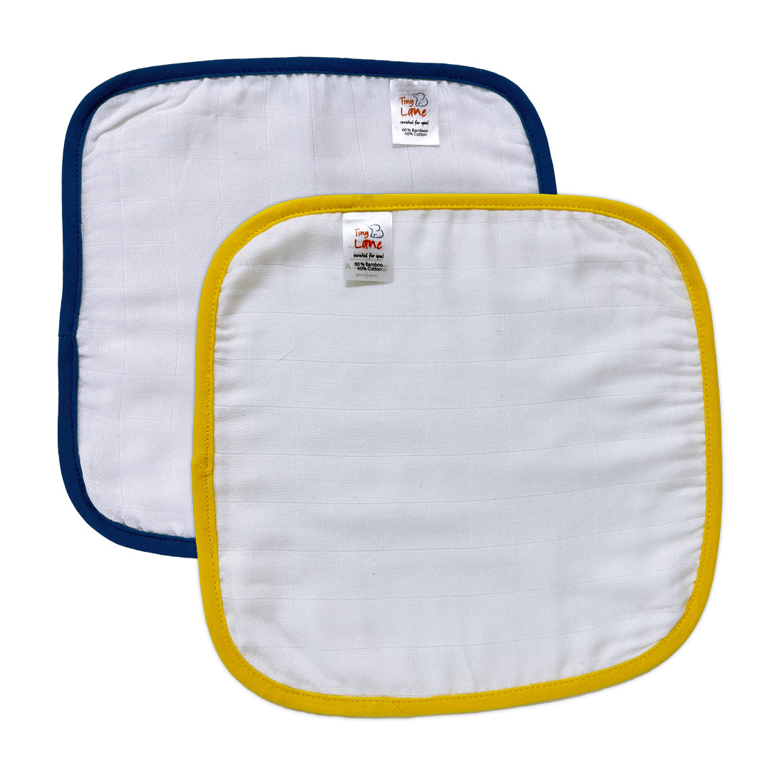 Soft Washcloths Pack of 2 - Yellow Plain & Blue Plain