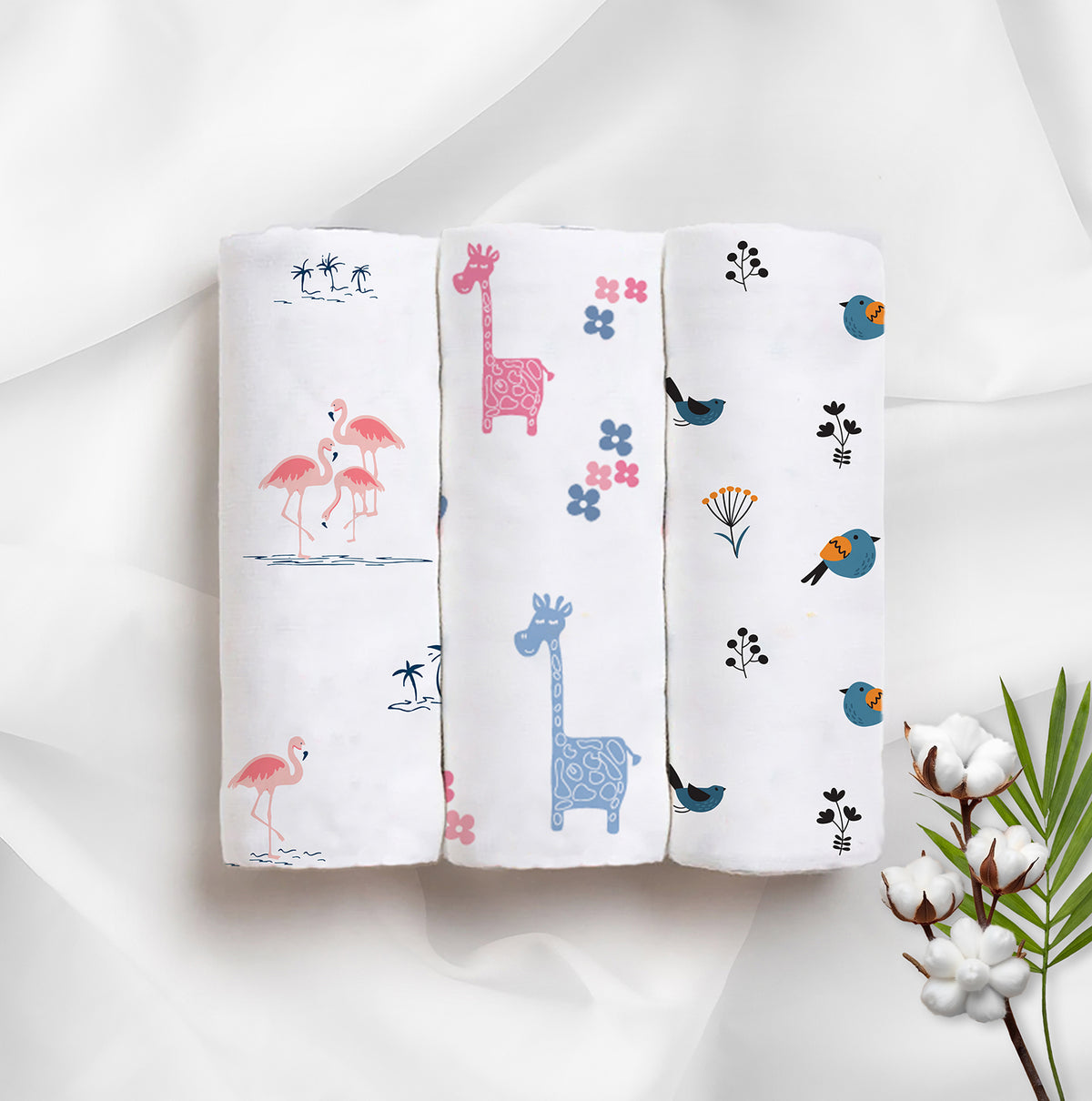Savana Bamboo Swaddle Set | Pack Of 3 | 90 x 90 cm