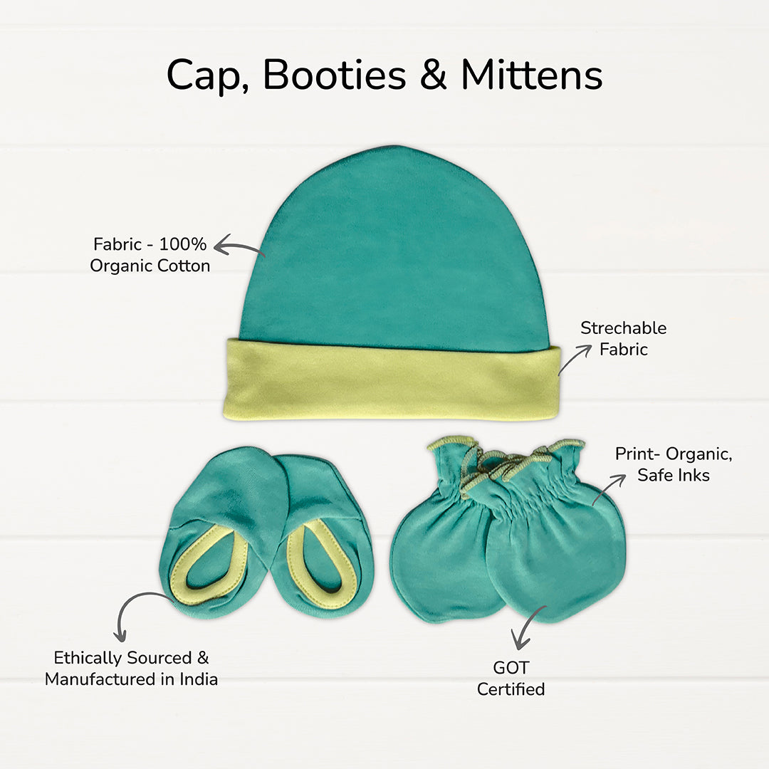 Neonatal Essentials - (set of 7) variant 1: Onesie - 1kresent koala + 2 Nappy +1 mint green CBM +1 KK bib+ blue Dry mat