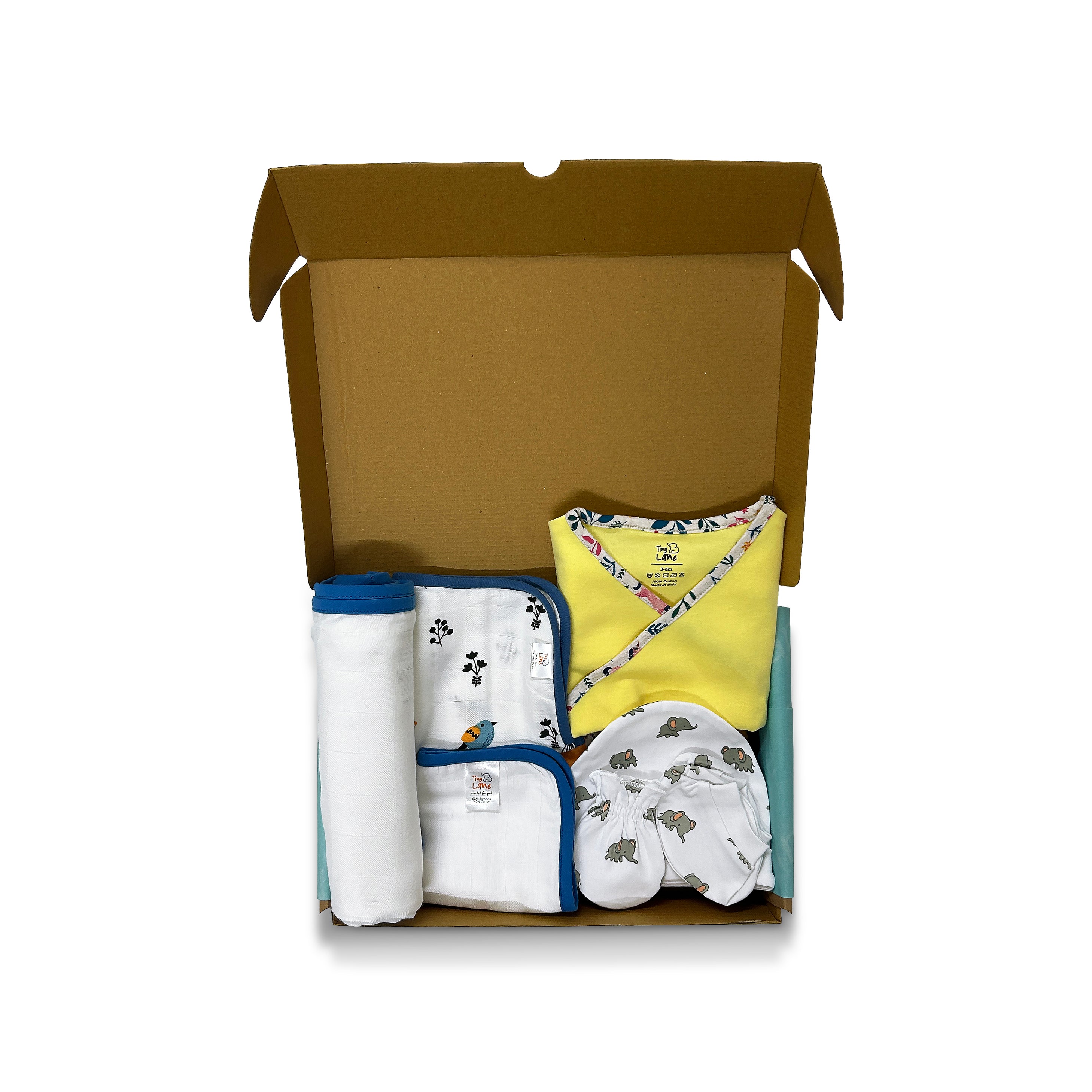 Newborn Baby Gifts | Swaddle Washcloth Jhabla & Elefantastic Set