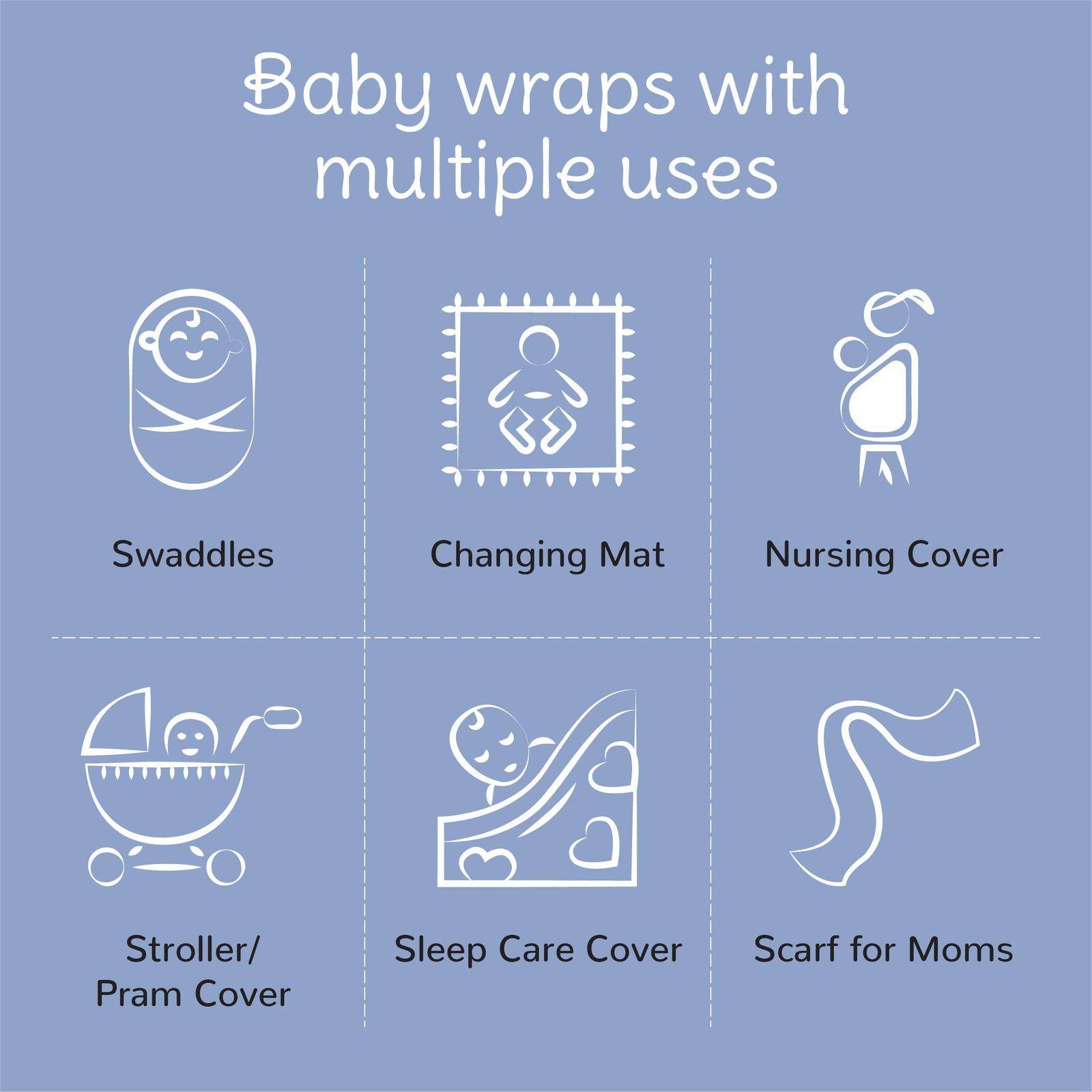 Grey Crowns Organic Bamboo Baby Swaddle | 120 x 120 cm