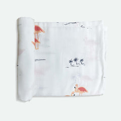 Organic Bamboo Baby Swaddle Set | Pack Of 3 | Giraffe+Flamingo+Sheep | 90 X 90 Cm