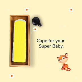 Tinylane 100% Cotton Terry Baby Hooded Towel for New Born, Super Soft Highly Absorbent, Size - 68 x 68cm, 0-2 Years (Yellow Bear)