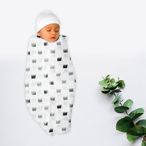 Grey Crowns Organic Bamboo Baby Swaddle | 120 x 120 cm