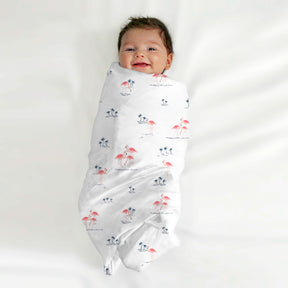 Fab Flamingo & Lanky Giraffe Baby Swaddle Set | Pack Of 2  | 90 x 90 cm