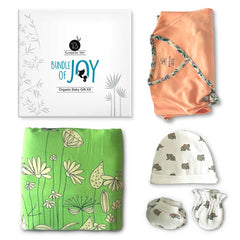 SNUGGLE BLANKET GIFT PACK [pack of 7 pieces] - Spring Flower Blanket + 1 Baby Pink Jhabla + 1 Elefantastic Set