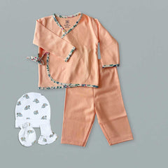 Adorable Newborn Baby Peach Combo Set Pack Of 7 - Baby Vests, Pants, Cap, Booties, and Mittens