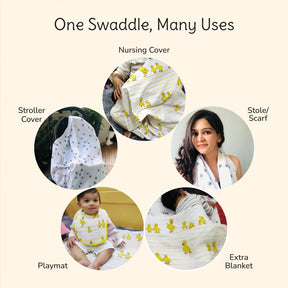 Fab Flamingo & Lanky Giraffe Baby Swaddle Set | Pack Of 2  | 90 x 90 cm
