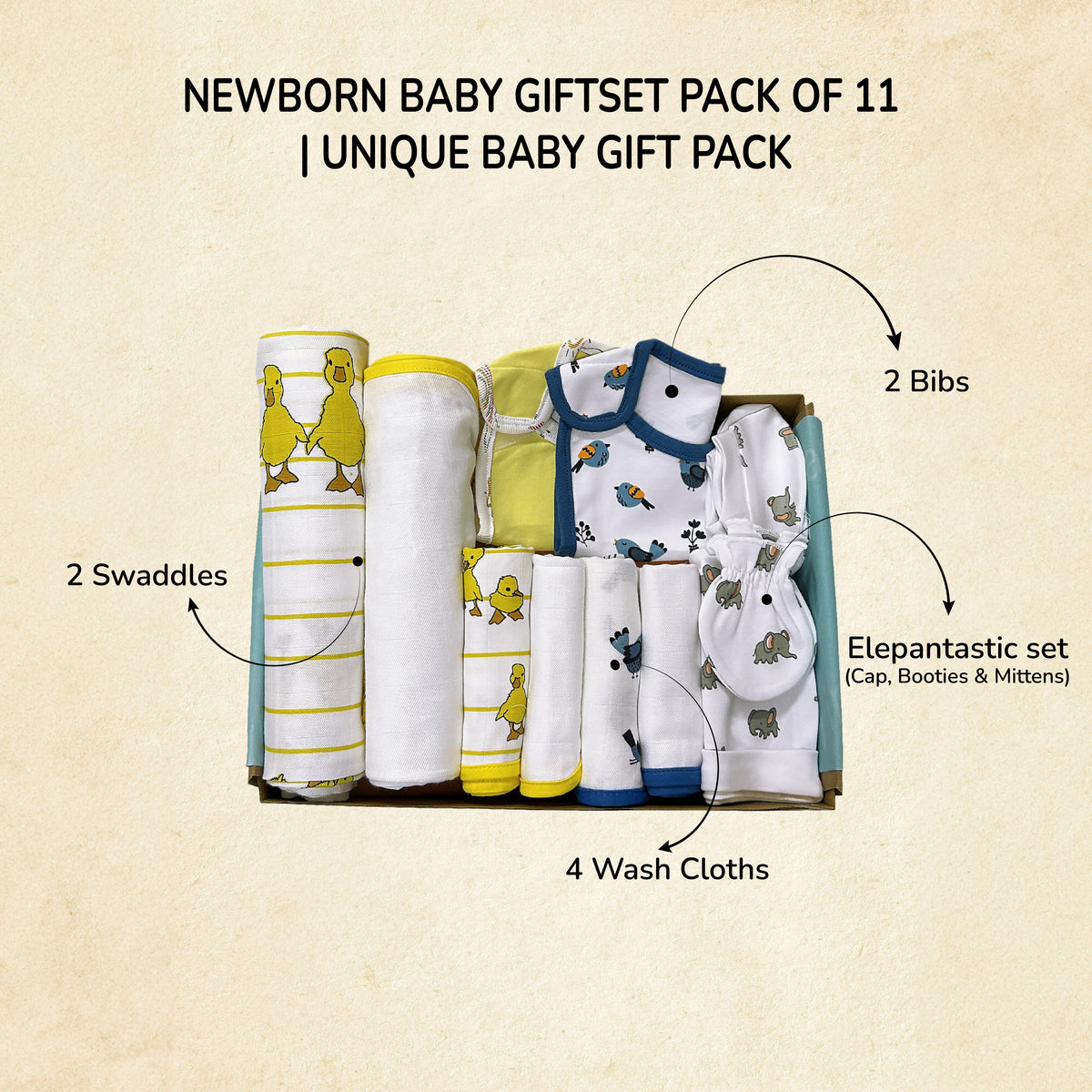 Newborn Baby Giftset Pack of 11 | Unique Baby Gift Pack