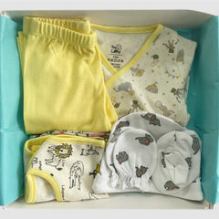 All In One Baby Jungle Gift Set Pack Of 9 - Baby Vests, Pants, Bibs, Cap, Booties, and Mittens