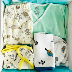 All In One Baby Minty Gift Set Pack Of 11 - Baby Vests, Pants, Bibs, Washcloths, Cap, Booties, and Mittens