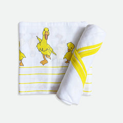 All in One Bamboo:Cotton Newborn Baby Gift Pack [Pack of 8 Pieces] - Duck & Plain Swaddles + Bibs + Washcloths