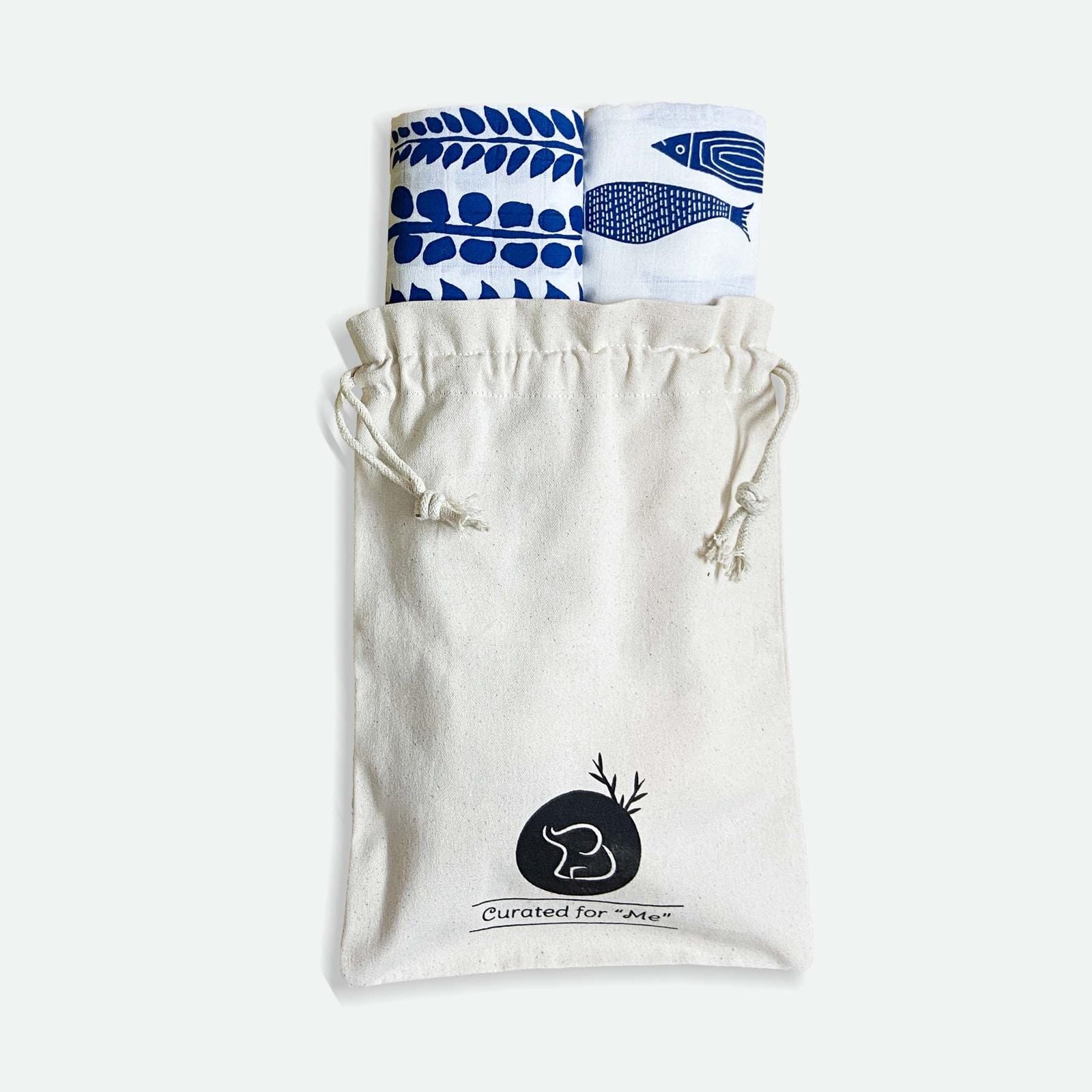 Indigo Aquarium & Indigo Ferns Combo Swaddles