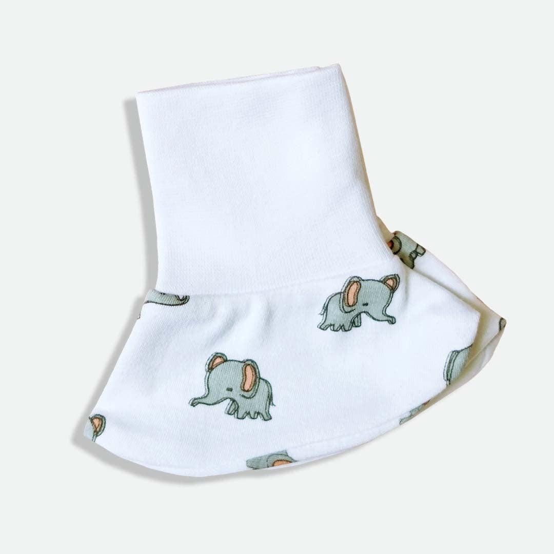 All in One Bamboo:Cotton Newborn Baby Gift Pack [Pack of 9 Pieces] - White Swaddle(1), Washcloth(Duck+Plain), Jhabla(Navy Blue), Elefantastic Set(Cap, Booties, Mittens)