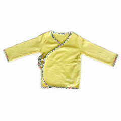 Organic Newborn Baby Clothing Set  | Yellow Jhabla, Teal Legging, & Rainbow Bib