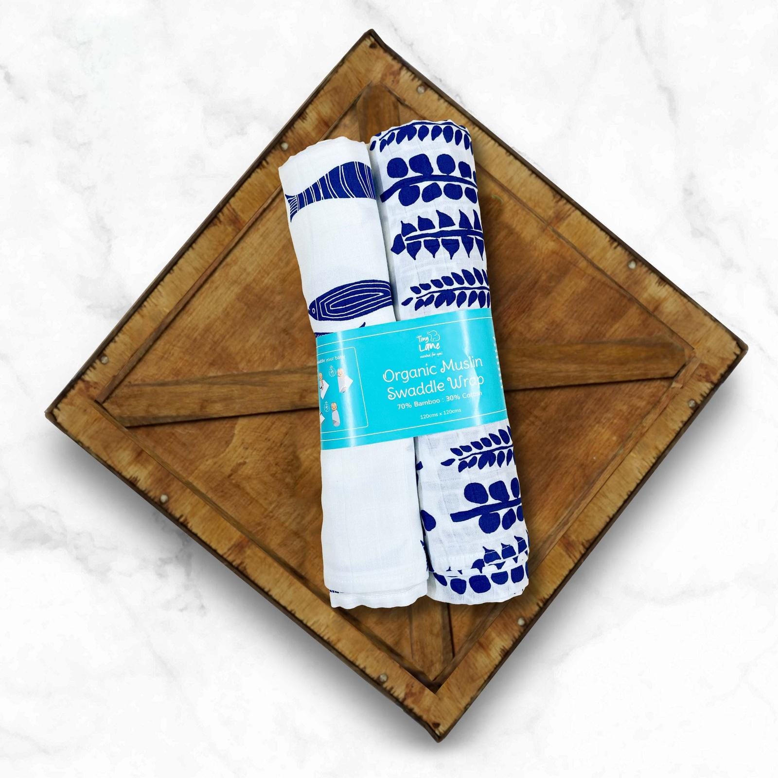 Indigo Aquarium & Indigo Ferns Combo Swaddles